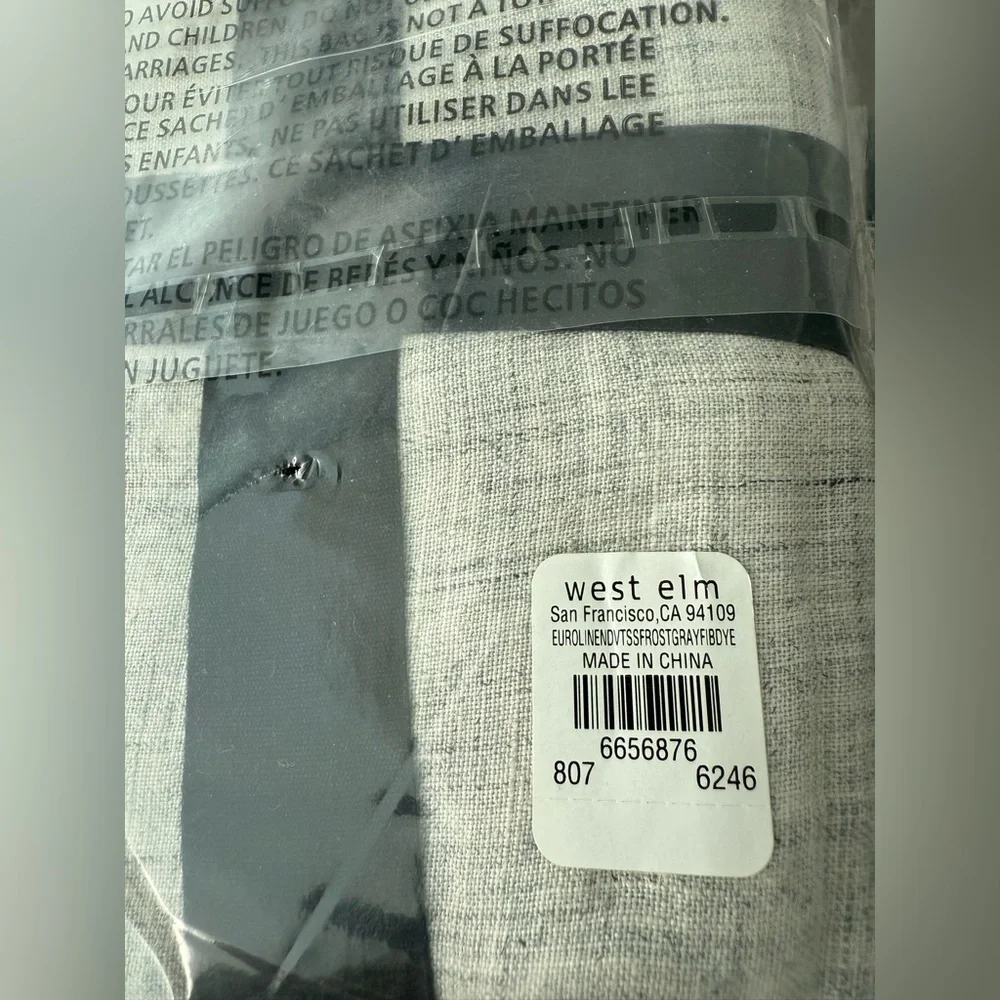 Gray European Flax Fiber Dyed Linen Sham Standard  Set of Two Brand New Unopened